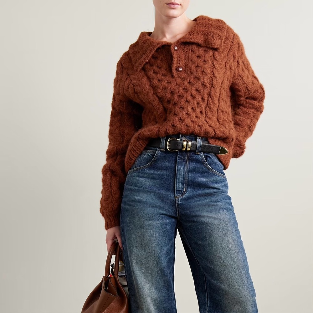 NWT DOEN handmade Nuage Cable-Knit Alpaca-Wool Sweater